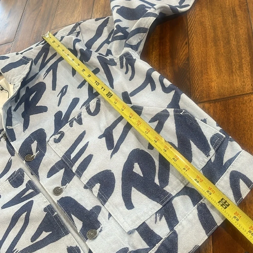 Jaded London Graffiti Blue denim jacket oversized size Small urban streetwear